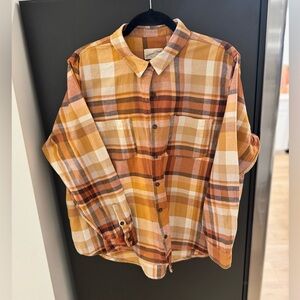 Universal Thread women's Casual Plaid Shirt in Orange and Brown